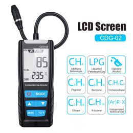 LCD Gas Analyzer Metre Automotive Combustible Sensor Detector Air Quality Monitor Leak with Sound Shock Alarm