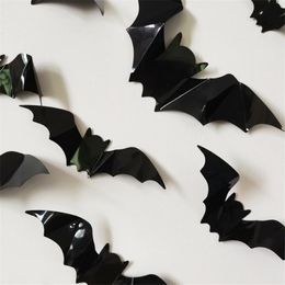 Party Decoration 16Pcs Black 3D PVC Bat Wall Stickers Halloween Home Decor Kids Room Decals DIY Art Sticker