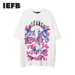 IEFB Men's Summer T-Shirt Graffiti Printing Half Sleeve Loose High Street Tee For Men Causal Tops Hip Hop 9Y5722 210524