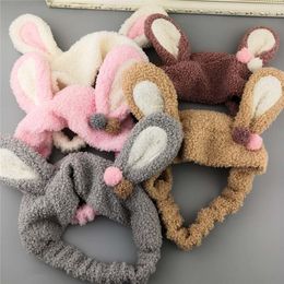 Simple Cute Cartoon Rabbit Ears Plush Headband Headdress Fashion Simple Girl Women Makeup Mask Wash Face Hair Accessories