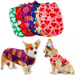 12 Colour Wholesale Holiday Pets Vest Shirt Dog Apparel Festival Puppy Cute T-Shirt Clothing Breathable Cat Dogs Clothes for Halloween Christmas Valentines Day A117