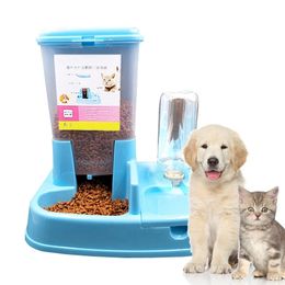 Dog Bowl Blue Automatic Feeder Cat Bowl Double Automatic Drinking Water Automatic Pet Feeder Dog Cat Supplies Y200922