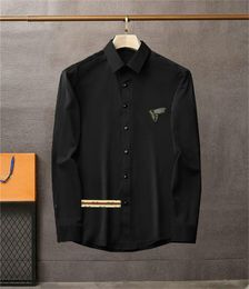 2022 Designers Mens Dress Shirts Business Fashion Casual Long Sleeve Shirt Brands Men Spring Slim Fit chemises de marque pour hommes Clothing M-3XL #37
