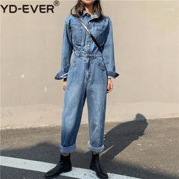 Women's Jumpsuits & Rompers 2021 Spring Fall Woman Denim Loose Casual Fashionable Pockets Empire Pants Playsuit JS39551