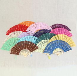 Party Supplies Folding wood lace fan Handmade Cotton laces bamboo Hand Held Fans Cosplay Dancing Foldable -Fans Wedding Festive Gift T9I001473