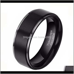 Jewelry8Mm Black Brushed Tungsten Carbide Ring Men Fashion Jewellery High Polished Male Wedding Rings Vintage Engagement Band Drop Delivery 202