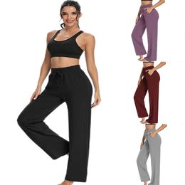 Wide Leg Sport Pants Women High Waist Stretch Bandage Flare Broad Dance Yoga Long Trousers S-2XL Sports Wear 210517