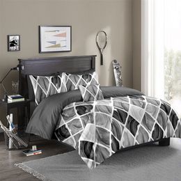 Gradient Geometric Plaid Bedding Set Nordic Single Double Queen King 220x240 Duvet Cover Bedclothes Quilt Cover (No Bed Sheet)