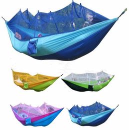 Mosquito Net Hammock 16 Colours 260*140cm Outdoor Parachute Cloth Field Camping Tent GardenSwing Hanging Bed OOA2117