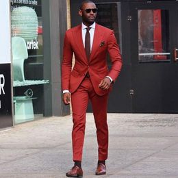 Men's Suits & Blazers 2022 Arrival Rust Red Men Custom Made Peaked Lapel Vestido De Festa Casamento For Bridegroom Prom Blazer Sets