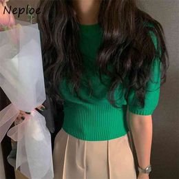 Fashion Pit Design Slim Fit Knit Sweater Women O Neck Pullover Short Sleeve Pull Femme Summer Sueter Simple 210422