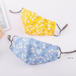 Flower Cotton Mask Washable Three-layer Print Dust-proof Hanging Ear Type Small Floral Adult Masks Colourful Lightweight Breathable RRF12069