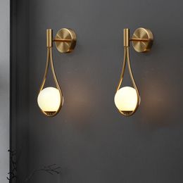 Wall Lamps Nordic Black Golden Light LED Metal Glass Lampshade Bedroom Bedside Restaurant Aisle Sconce Modern Bathroom Indoor Lighting