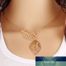 New Fashion Jewelry Gold And Silver Color Two - Leaf Pendant Necklace Multi - Layer Statement For Women Necklace