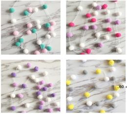 newMacaron Colour Hair Ball String Hanging Ornaments INS Decoration Nordic Home Soft Outfit Children Girls Room Decor EWC7132