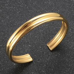 Bangle Trendy Double Cambered Bracelet Minimalist Opening Cuff For Men Women Fashion Jewellery Gift