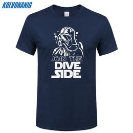 JOIN THE DIVE SIDE DARK Underwater Funny Printed T Shirt Cotton Short Sleeve O-Neck Men's Clothing Brand Top Tee-Shirt Plus Size 210324