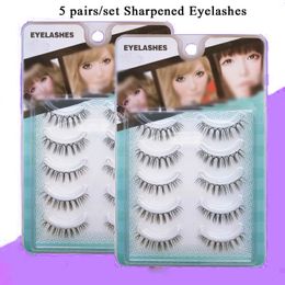 5 Pairs/set Sharpened Eyelashes Natural Long Slender False Lashes Handmade Sharpen Cross Weave Eyelash Extension Makeup Tool