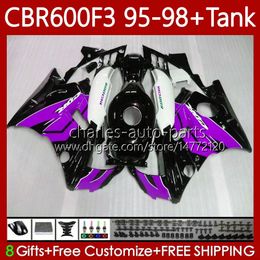 Bodywork +Tank For HONDA CBR600F3 600CC 600FS 95-98 Body 64No.168 CBR 600 600F3 CBR600 F3 FS Purple black CC 1995 1996 1997 1998 CBR600FS CBR600-F3 95 96 97 98 Fairing Kit