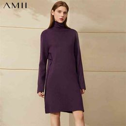 Minimalism Autumn Winter Causal Women's Sweater Fashion Solid Loose Turtleneck Female Dress 12040837 210527
