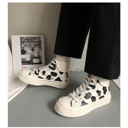 Womens Sneakers Cute Platform Shoes Cow Girls Kawaii Casual Vulcanize Undefined Japanese Vintage Boots Female