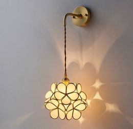 Wall Lamp Full Copper Nordic Minimalist Living Room For Home Bedside Aisle Stairs Petal 220V