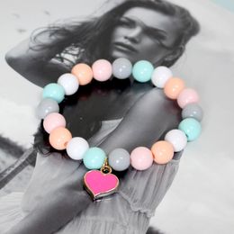 Fashion Heart Pendant Bracelet Women Multi Color Acrylic Beads Bracelets Girls Birthday Gifts Jewelry