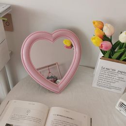 Mirrors W&G Ins Love Heart Cosmetic Mirror Wall Hanging Dormitory Dressing Pink White Korean Decorative For Girls