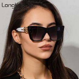 Sunglasses Oversized Cat Eye Chain Legs Women 2022 Brand Fashion Large Frame Square Sun Glasses Men Retro Trendy Cateye Eyewear