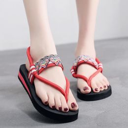 Summer Flip Flops Platfrom Sandals Slippers Women Beach Slides Wedges Shoes Black Red A353
