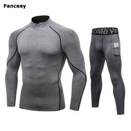 Fanceey High Collar Winter Thermal Underwear Men Long Johns Men Rashgard Shirt+pants Sets Warm Compression Underwear Thermo Men 211110