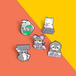 Little Animal brooches pins Enamel Bear Cat mouse Brooch Lapel pin badge fashion Jewellery for girls kids will and sandy