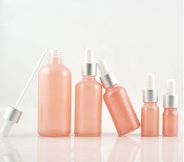 2021 5 ml Botella de vidrio rociada rosada 10ml Botella de aceite esencial 15 ml de gotero 20 ml Envases cosméticos recargables Botellas
