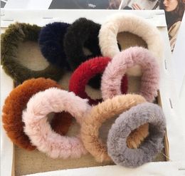 NEW10PCS Faux Fur Pom Poms Scrunchies Elastic Bands Solid Artificial Rabbit Hair Ties Girls Accessorie