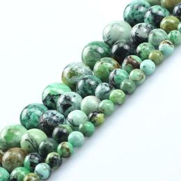 Natural Stone Green Variscite 6 8 10 12MM Round Loose Beads for Jewellery Making DIY Bracelet Necklace Jewellery 15 Inches