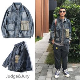 Men's Jackets Hongkong Style Mens Denim Jacket Loose Versatile Fashion Korean Autumn Clothing