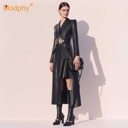 Winter Long Sleeve Black Trench Jackets Coat Women Double Breasted Buttons Outerwear Casual Maxi 210527