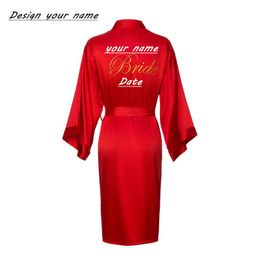 JRMISSLI Personalized Bride Robe Team women custom wedding bathrobe female Satin silk bridesmaid robes for bridal 210924