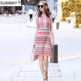 Summer Slim Love pattern of knitted jacquard Bohemia Sweater Dress Fashion Streetwear Light blue Summer Knit Sweater Dress X0521