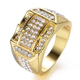 Iced Out Cluster Rings Hip Hop Diamond Full Crystal Gold Band Rings for Women Men Motorcycle Style Fashion Jewellery Will and Sandy