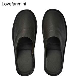 Genuine Cow Leather slippers couple indoor non-slip men women home fashion casual single shoes TPR soft soles spring autum 519 Y0427