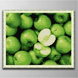 Green apple Handmade Cross Stitch Craft Tools Embroidery Needlework sets counted print on canvas DMC 14CT /11CT