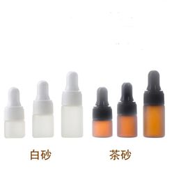 2021 New 500pcs 1ml 2ml 3ml 5ml Perfume Essential Oil Bottles Frosted Glass Dropper Bottle Jars Vials With Pipette For Cosmetic