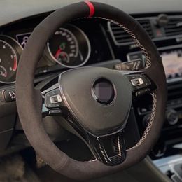 new pattern Car Steering Wheel Cover Black Suede For Volkswagen VW Golf 7 Mk7 New Polo Jetta Passat B8 Tiguan 2017 Sharan 2016 2017