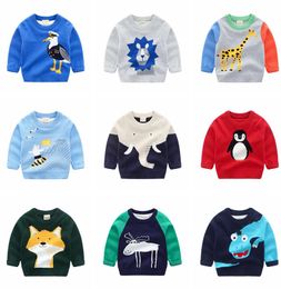 Cartoon Baby Sweaters Animal Printed Toddler Boy Pullover Long Sleeve Children Girl Coats Autumn Kids Knitwear Tops Warm Baby Clothes BT5811