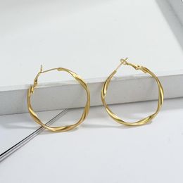 2021 Exaggerate Big Twist Circle Hoop Earrings Brincos Simple Party Round 14K Gold Metal Loop Earrings for Women Jewellery