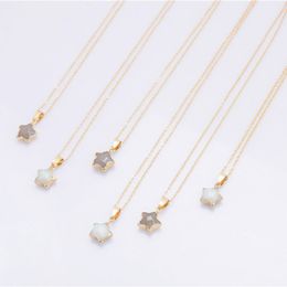 Cute Natural Crystal Agate Stone Gold Plated Wedding Birthday Pendant Necklaces For Women Girl Lover Energy Party Club Fashion Jewellery
