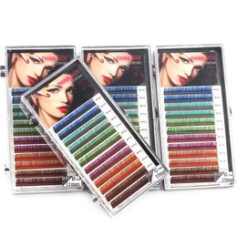 Wholesale DIY Individual False Eyelashes Mix Rainbow Colour Eyelash Extension Party Cosplay Makeup Cosmetic Beauty Tool