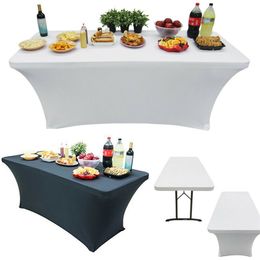 Stretch Rectangle Tablecloth Cover Black/White Spandex Cloth Wedding Party el Home Decor 1PC 210914