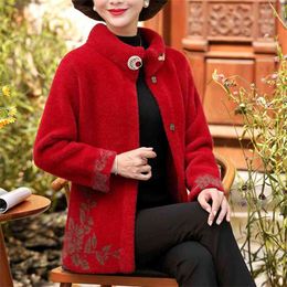 Autumn winter clothing mink velvet jacket women's coat cashmere cardigan long sleeve 210427